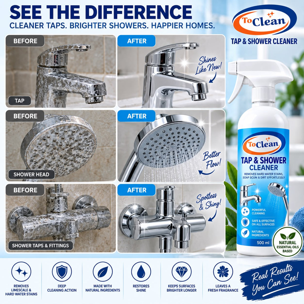 To Clean Tap & Shower Cleaner Spray – 200ml