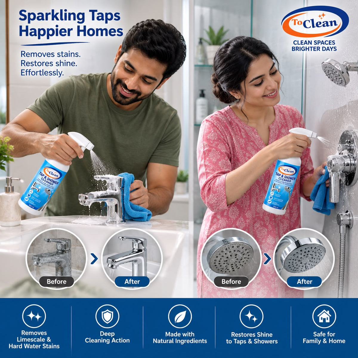 To Clean Tap & Shower Cleaner Spray – 200ml