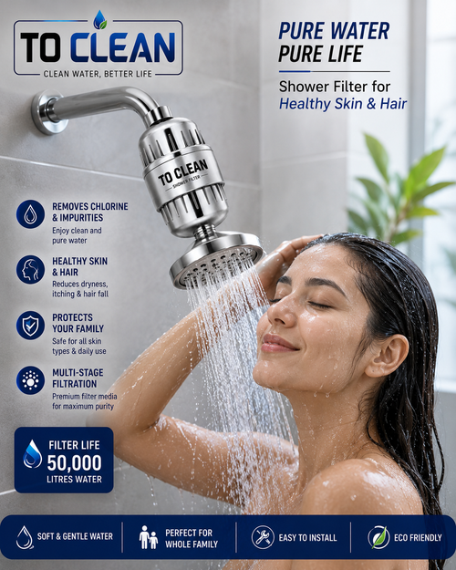 TO CLEAN 11 layer shower filter for hard water chlorine removal and hair skin protection